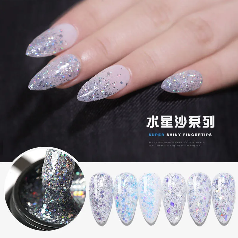 Nail Art New Flashing Mercury Star Sand Laser Magic Star Moon Film Fairy Popular Color Nail Polish UV LED Nail Gel
