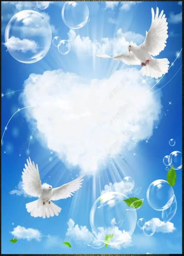 

Custom photo wallpapers 3d mural wallpaper Blue sky, white clouds, seagull, living room ceiling zenith mural wall papers