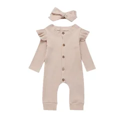 Grenouillère en coton tricoté pour nouveau né garçon et fille de 0 24 mois,barboteuse pour bébé, ensemble de vêtements 2 pièces, collection automne, 