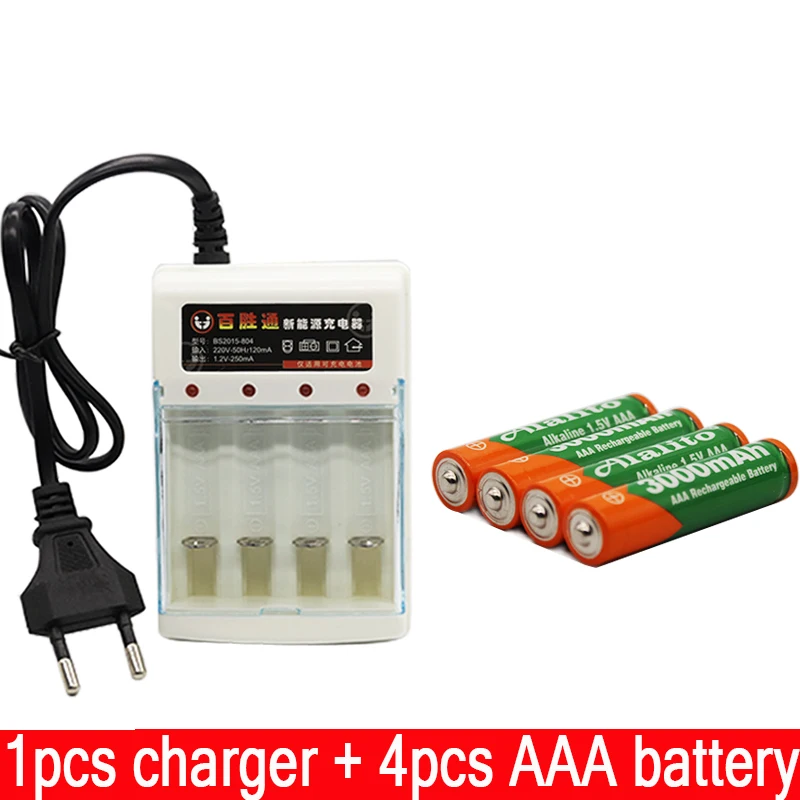 Золотой Бренд 3000mah 1,5 V ААА алкалиновая батарея AAA перезаряжаемая батарея для дистанционного управления игрушка Batery дымовая сигнализация с зарядным устройством - Цвет: Золотой