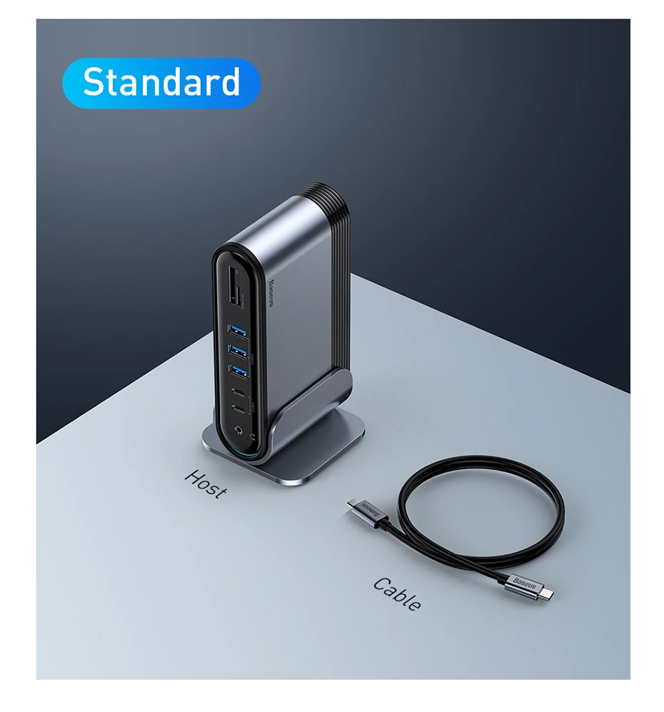 Baseus 16 в 1 USB C концентратор type C для мульти HDMI RJ45 VGA USB 3,0 2,0 с адаптером питания док-станция для MacBook Pro type-c концентратор