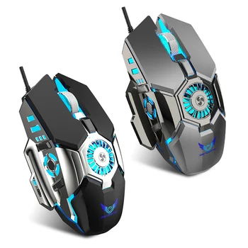 

G22 6 Buttons USB Wired Gaming Mouse Optical Mice 1000-1600-6400 DPI Adjustable with Cooling Fan for PC Computer Windows Gamer