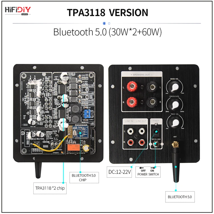 bluetooth amplifier HIFIDIY LIVE speakers 2.1 Subwoofer Speaker Amplifier Board TPA3118 Audio 30W*2 +60W Sub AMP With Independent 2.0 Output bass amplifier Audio Amplifier Boards