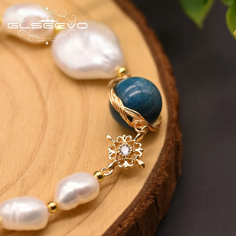 GLSEEVO натуральный пресной воды барокко жемчужная глазурь регулируемый браслет для женщин подарок ювелирные изделия Pulseira Feminina GB0066