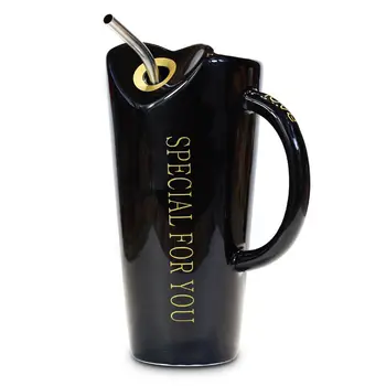 

Creative Oversized Mug Large Capacity Cute Pink Lovers Cup White Pair with Straw Girl Breakfast with Lid Spoon Cups and Mugs