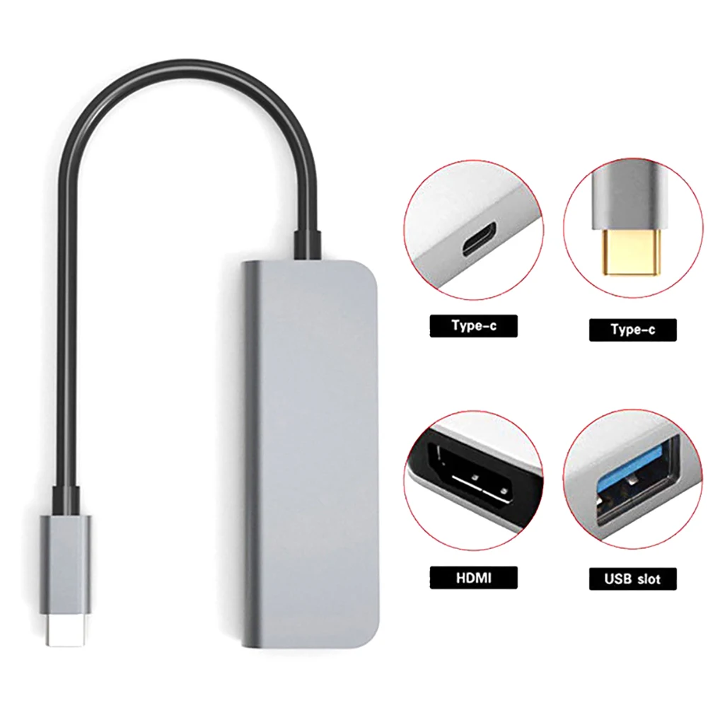 USB C концентратор типа C в HDMI конвертер Thunderbolt3 USB 3,0 концентратор адаптер USB-C 3,1 сплиттер 4 порта концентратор для док-станции Macbookpro