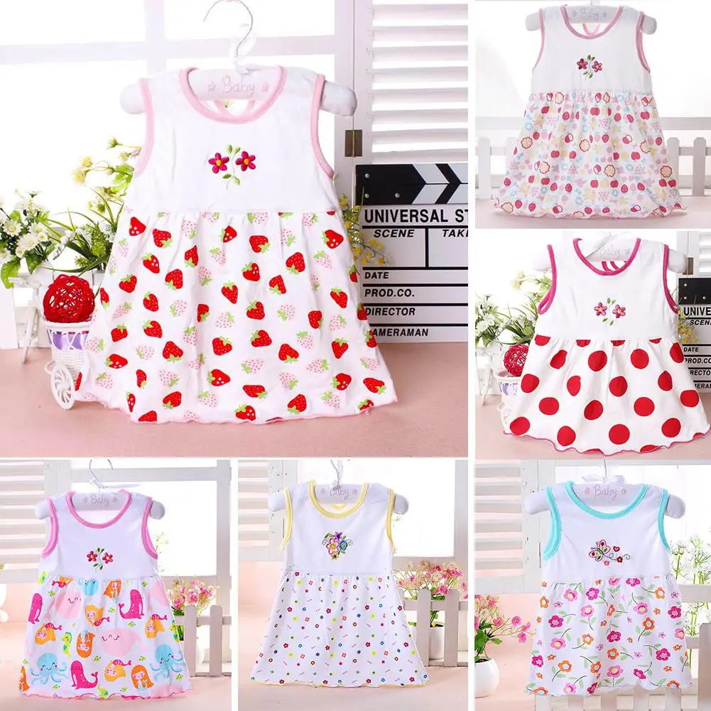 

5Pcs Random Pattern Kids Baby Girls Cotton Embroidered Princess Dress
