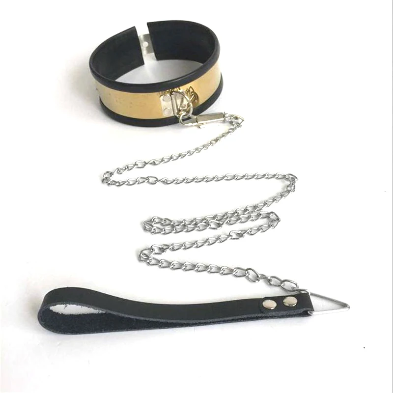 bdsm collar sex adult game fetish collar bdsm adjustable neck restraints metal collars and metal Chain sex toys for couples