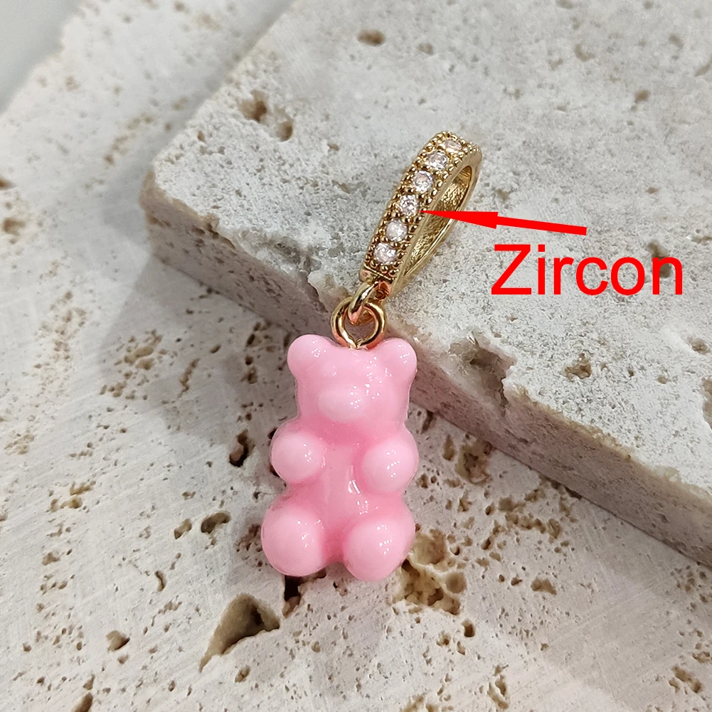 2021 Candy Color Gummy Bear Resin Pendant Necklace for Women Simple Golden Metal Chain Necklace Female Fashion Jewelry Gifts 