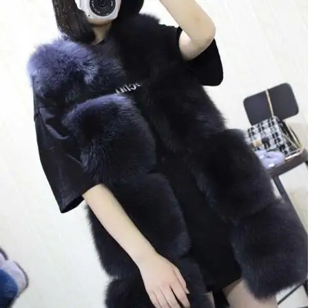 Fluffy Winter Women's Faux Fur Coat Artificial Fur Vest Furry Vests Femme Jackets Plus Size Warm Fake Fur Gilet Z175