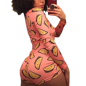 

CALOFE Donuts Short Jumpsuits V-neck Pijamas Women Sexy Onesie For Adults Plus Size Party Club Rompers Pijama Mujer Lingerie