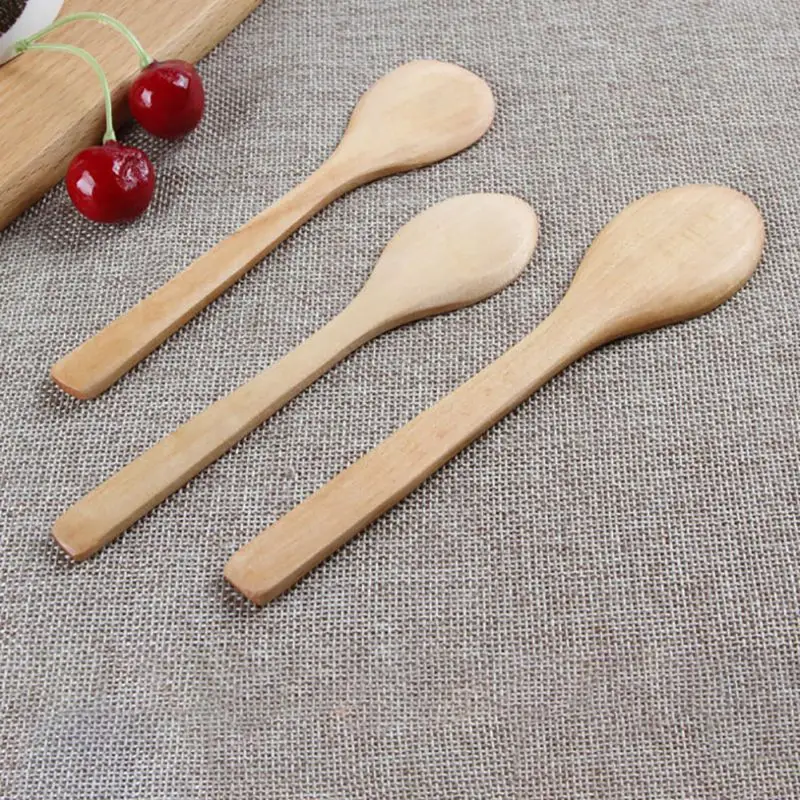 

Ice Cream Coffee Dessert Spoon Kitchen MIni Mixing Spoon Wooden Honey Jam Salt Scoop Spoonfor Home Kitchen Tableware 13cm