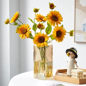 

Home Decoration Transparent Glass Vases Simple Square Wedding Vase Living Room Decoration Flowers Vases Decoration Household