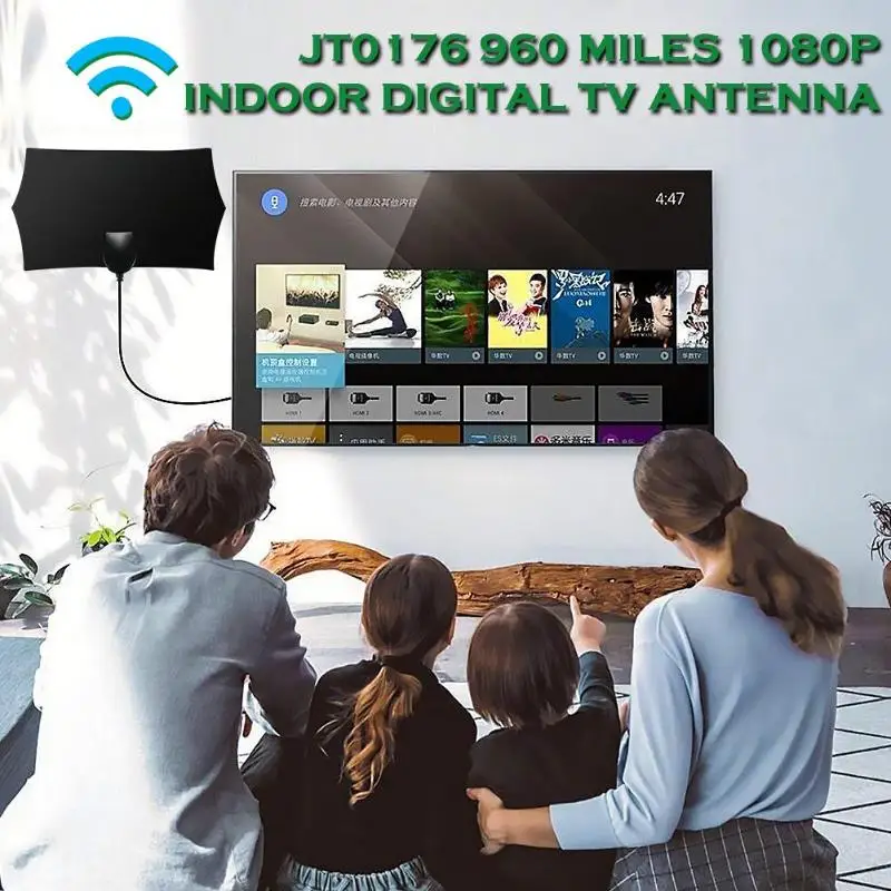 Jt0176 960 милей 28 дБ антенна для цифрового 1080P 4K HDTV антенна с усилителем светильник и ультра-тонкий удобный практичный