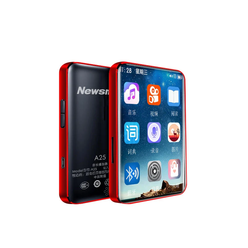 With bluetooth Newsmy A25 без потерь Bluetooth 5,0 MP3 4 ГБ 8 ГБ Walkman музыкальный плеер Спортивный Портативный мини MP3 плеер с сенсорным экраном Поддержка OTG TF - Цвет: With bluetooth