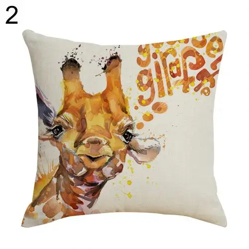 Олень жираф Ежик Лев льняная наволочка Подушка для дивана кровать автомобиль Кафе Декор 45 см x 45 см - Цвет: 2
