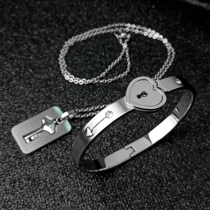 Титановая головоломка Пара Ключ-сердце, замок браслет ожерелье Любовник Ювелирные изделия подарок