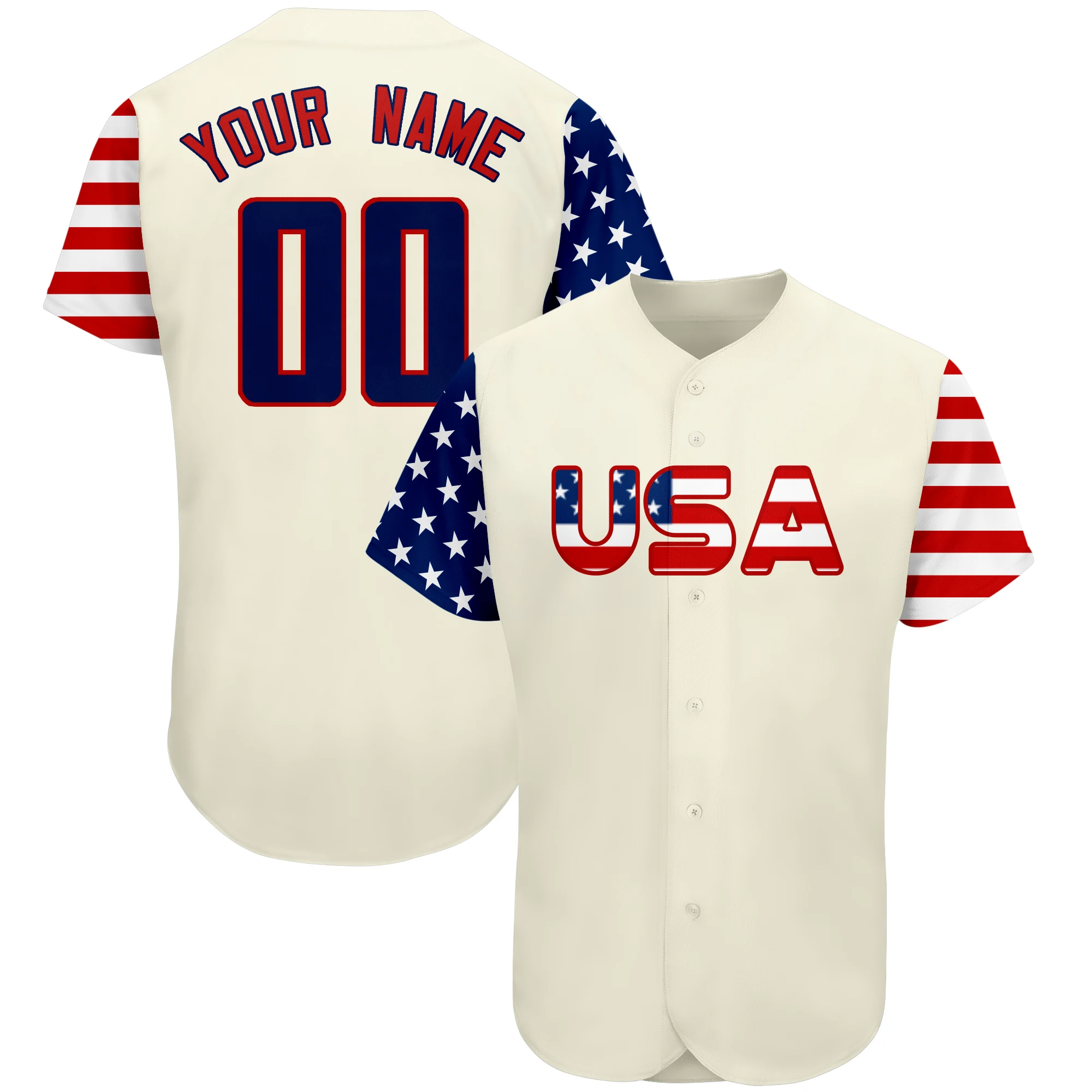 Baseball Jersey Baseball Shirt Printed With USA Flag New Team Shirt College Student League Softball Uniform for Youth/Men