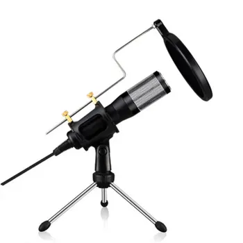 

Plug and Play Condenser Microphone Built-in Sound Card Recording Karaoke Singing For Phone Computer PC+-