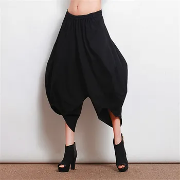 

Trousers Skrit Pants Female Spring Autumn Tide Loose Original Lantern Pant Wide Leg Skirt Trousers Harem Trousers Streetwear