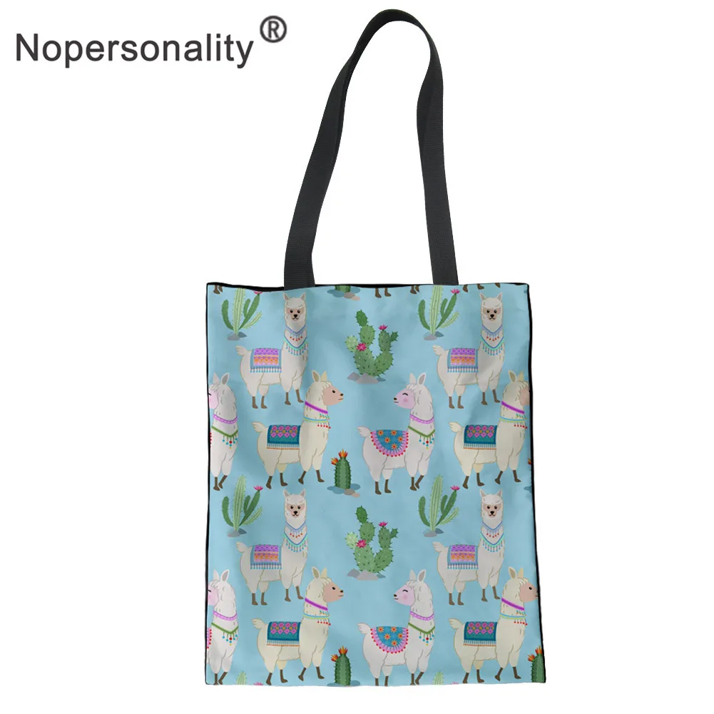 Nopersonality печать прекрасный розовый Альпака Холст Tote хозяйственные сумки для женщин забавные женские большие сумки для девочек сумка на плечо - Цвет: L3498Z22