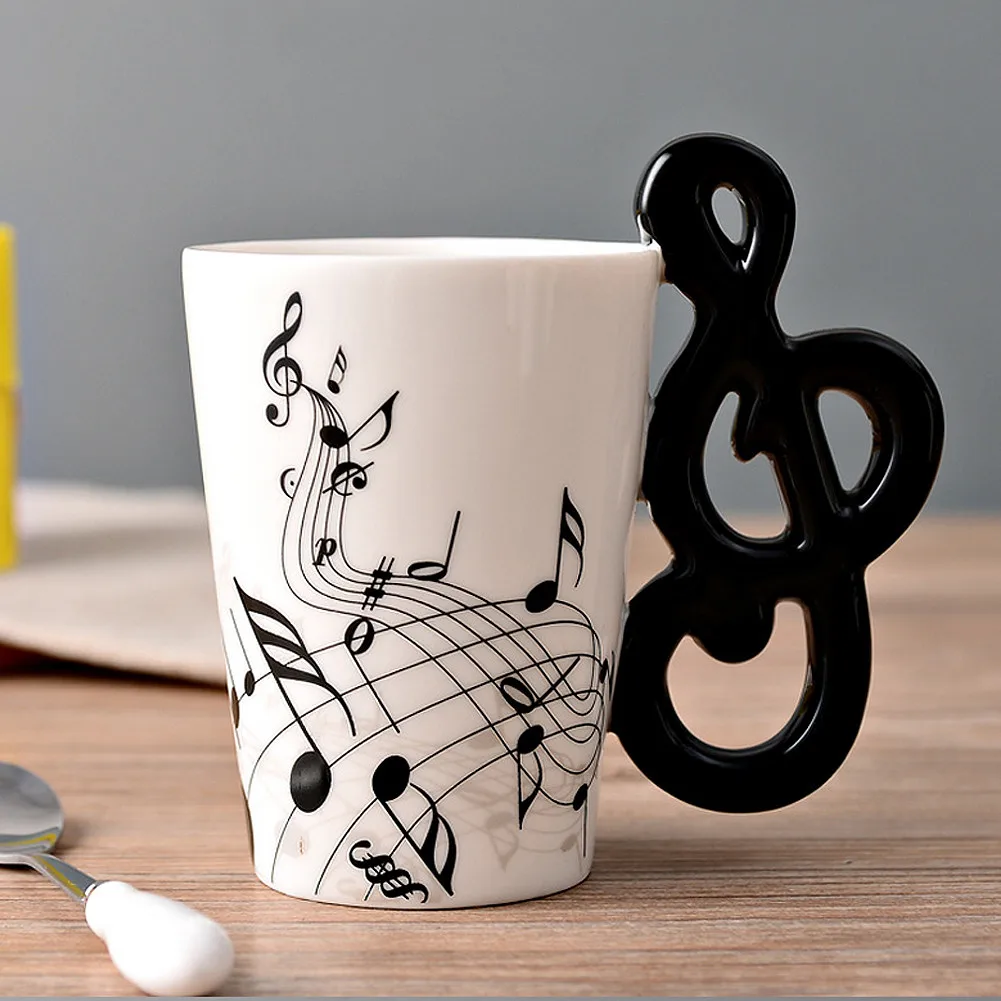 Creative Music Violin Guitar Ceramic Mug Coffee Tea Milk Stave Cups with Handle Coffee Mug Novelty Gifts for Wedding Birthday