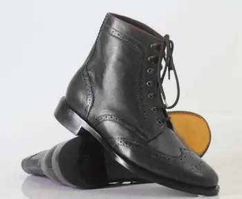 

High Quality Fashion Men Pu Leather Lace-up Boots Male Casual Classic Trendy Low Heel Martin Boots Zapatos De Hombre TV583