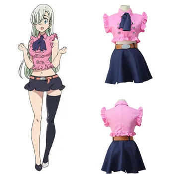 

The Seven Deadly Sins Costumes Elizabeth Cosplay Carnival Halloween Costumes Summer Women uniform Elizabeth Top skirt Cosplay