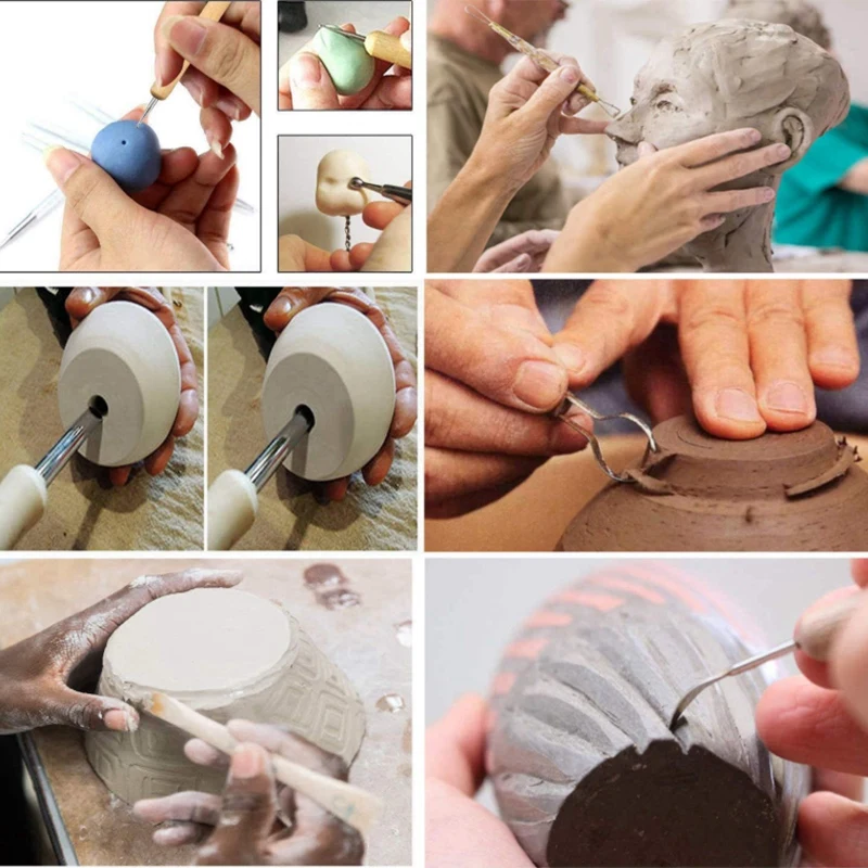 57PCS Ceramic Clay Tools Set with Plastic Case Modeling Pottery Sculpting Tools Kits for Beginners Professionals Kids