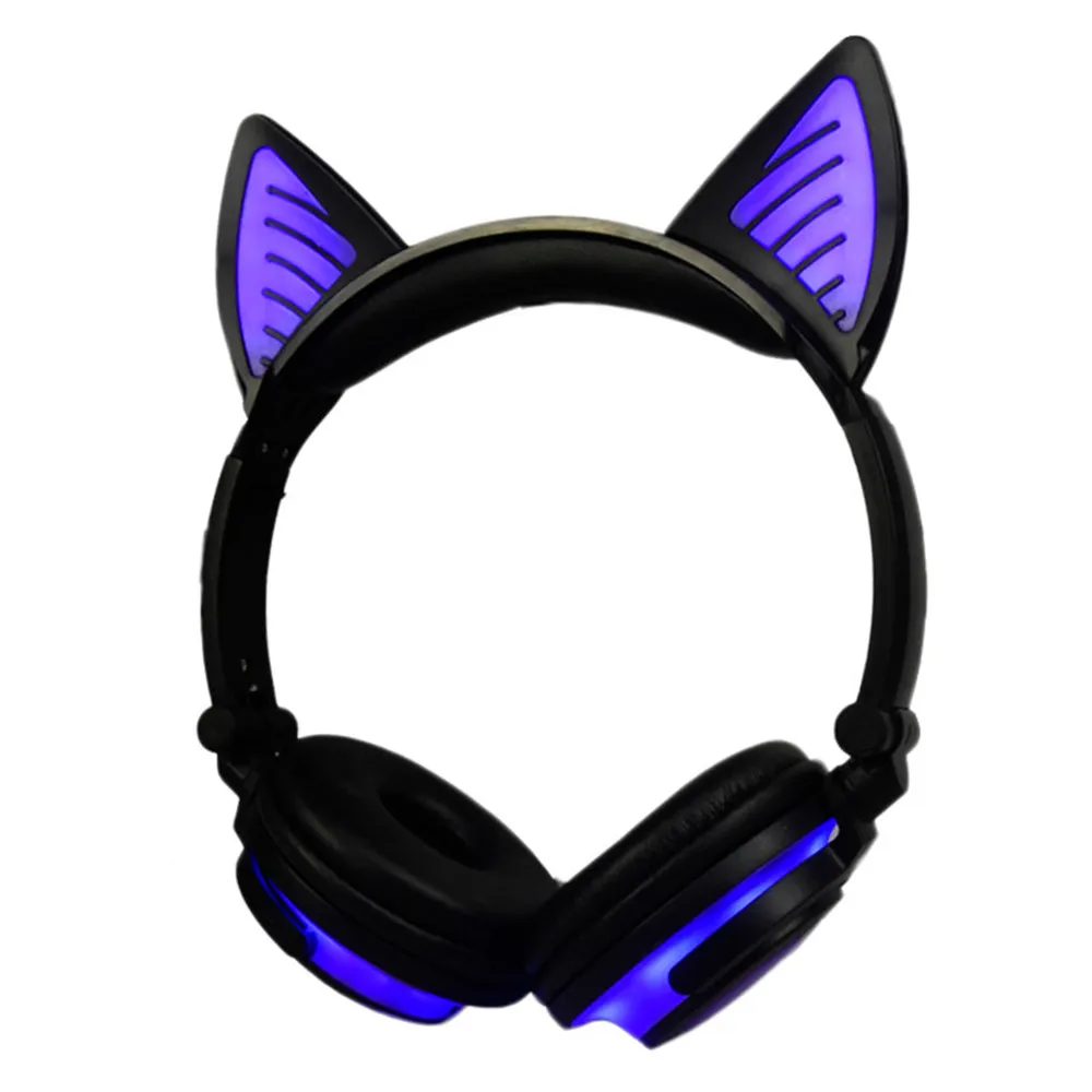 PP Ouhaobin Bluetooth 4,2 наушники беспроводной светодиодный музыкальный свет наушники складные кошачьи уши перезаряжаемая гарнитура для мобильного телефона - Цвет: PP