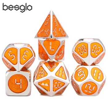 

Metal Polyhedral D&D Dice Set with Black Bag for Tabletop RPGs like DnD and Pathfinder Roleplaying Game Board Games(Orange Dice)