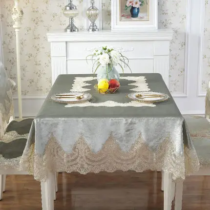  Europe luxury embroidered tablecloth table dining table cover lace table cloth Thick gold velvet re