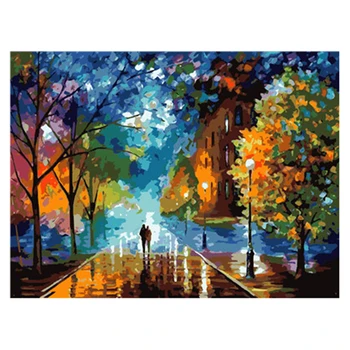 

DIY Paint By Number Night Street View Canvas Painting Picture Oil Painting Coloring By Numbers Hand Painted Wall Art Home Decor