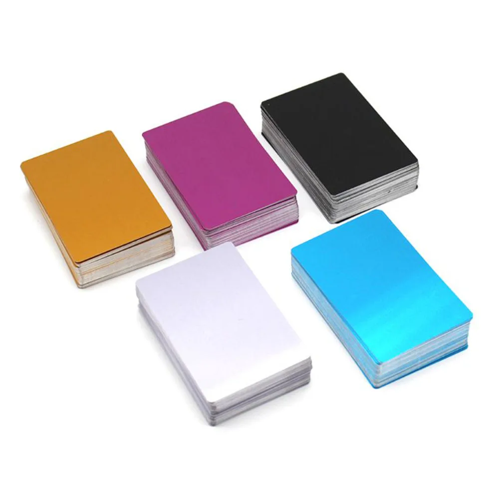 100Pcs 0.42mm Blank Metal Business Aluminum Alloy for Customer Laser Engraving Marking DIY Gift Cards 8Colors Optional Visiting