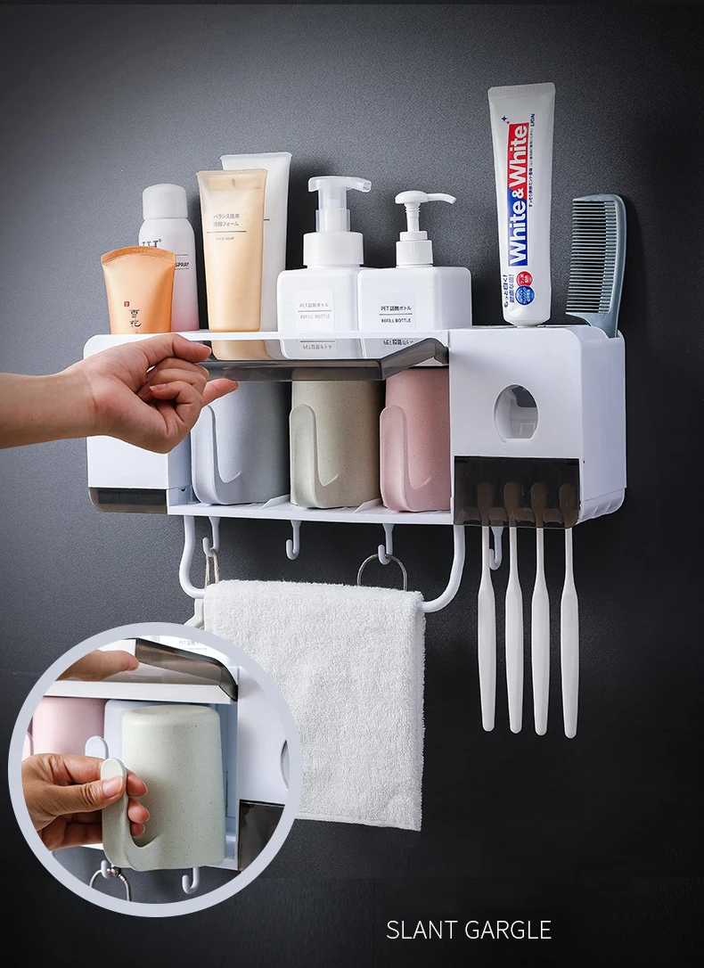 Автоматический держатель для зубных щеток с чашками настенный соковыжималка для зубной пасты диспенсер стеллаж для хранения чехол Аксессуары для ванной комнаты наборы