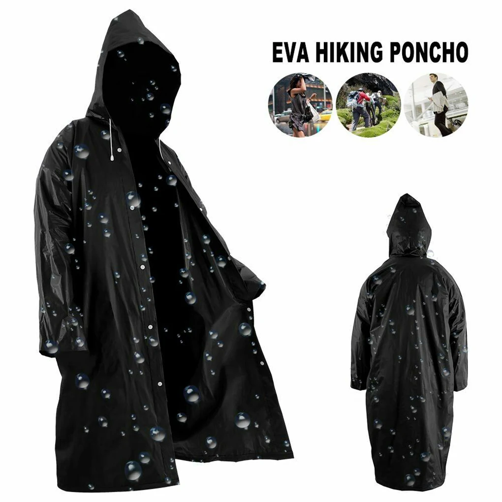 Unisex EVA Raincoat Thickened Waterproof Long Rain Coat Outdoor Camping Hoodie 