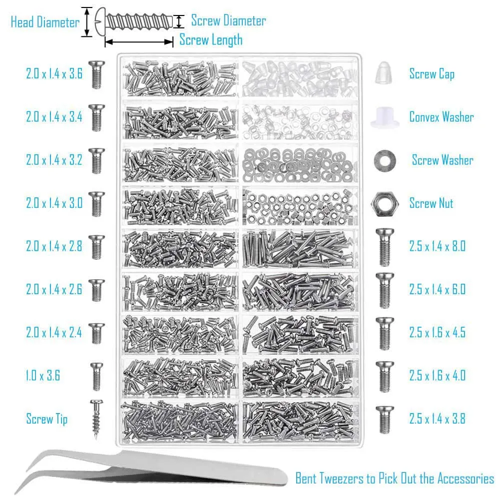 

Glasses Screws Accessories Eyeglass Repair Kit Screwdriver Assortment Storage Bag Stainless Steel Tweezers Nose Pads Portable