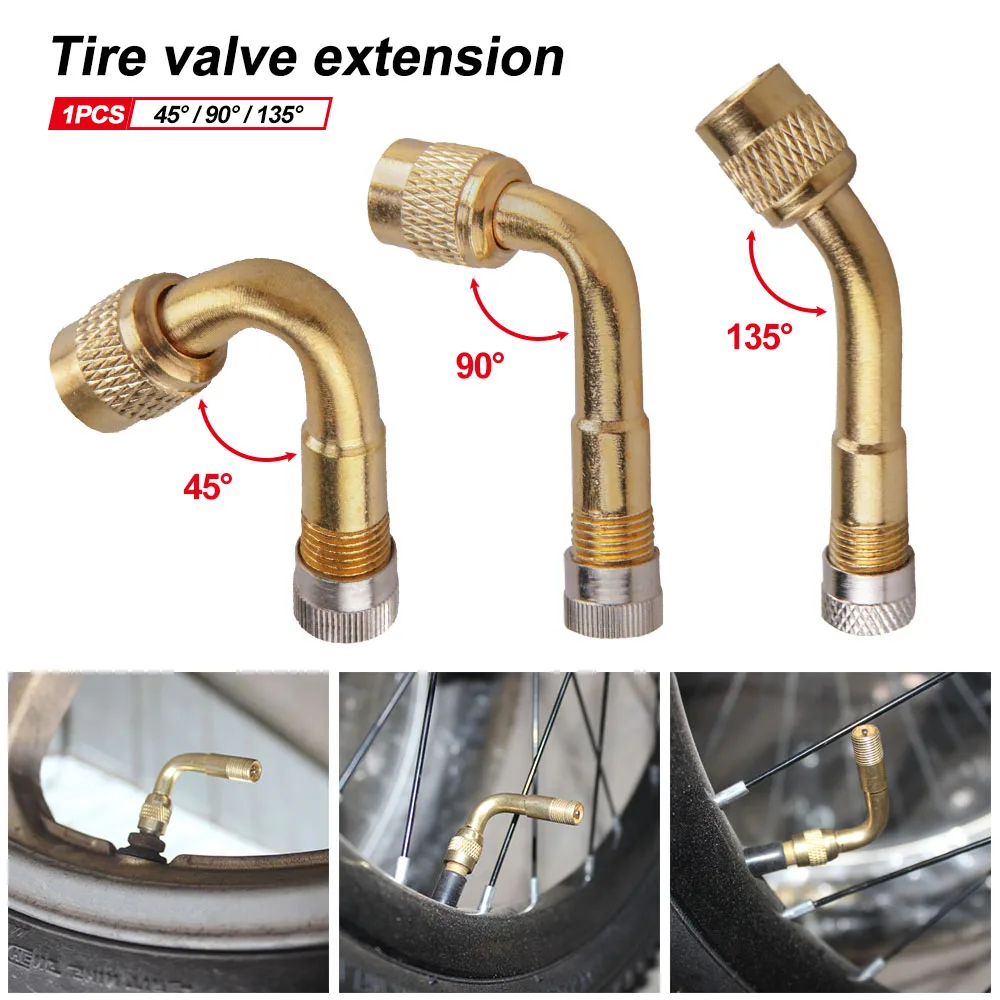 2PCS 45/90/135 Degree Angle Bend Valve Joint Tire Tube Valve Extension