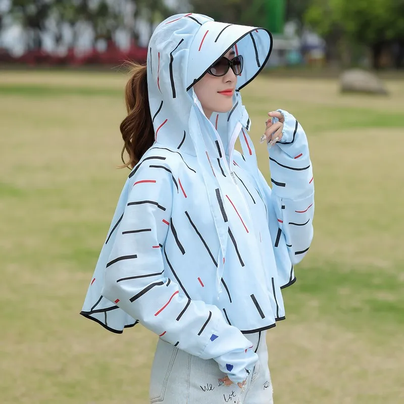 

Stripes Printed Coat Women's Summer Casual Comfortable Trend Quick Service Cycling Thin Wind Shield