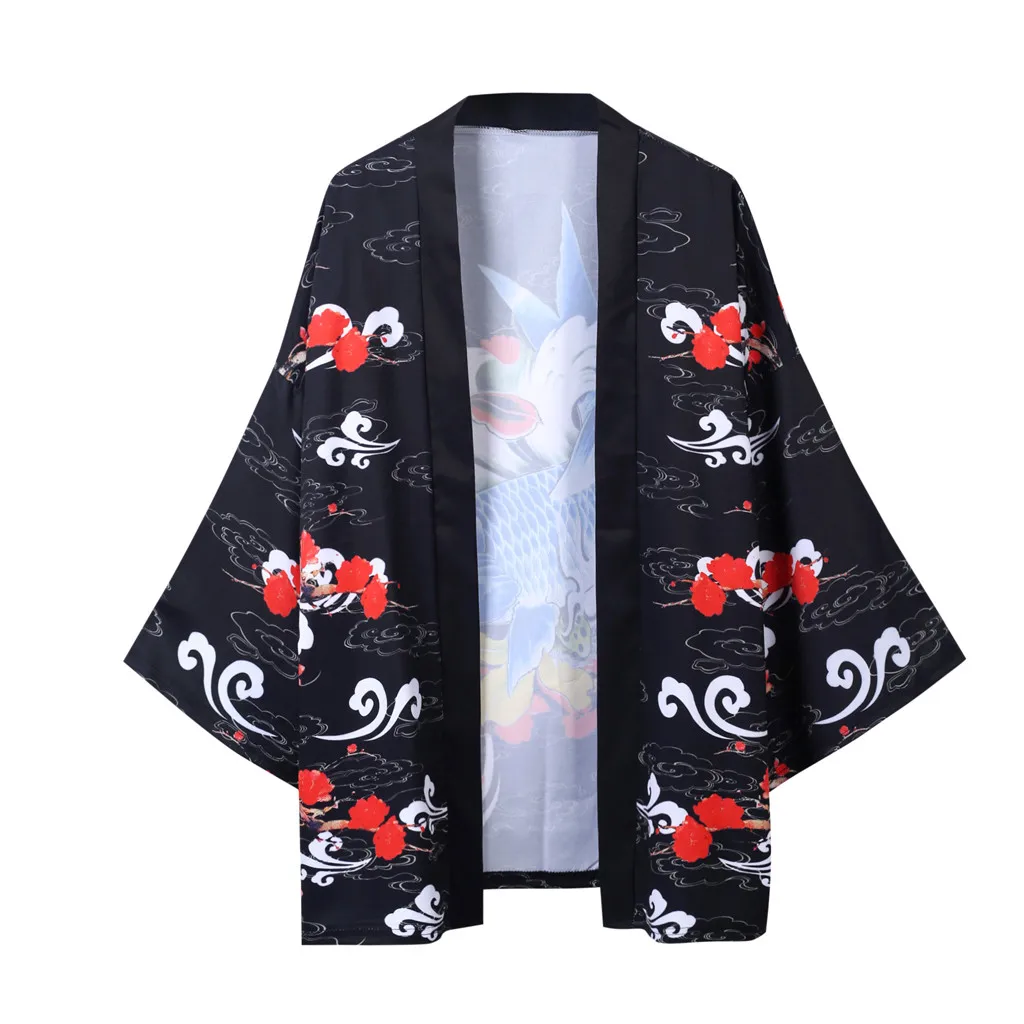 

JAYCOSIN mens Blouses Lovers Fashion Retro Robe Loose National Print Fashion Short Sleeve Tops Blouse Boho Kimono Cardigan #808