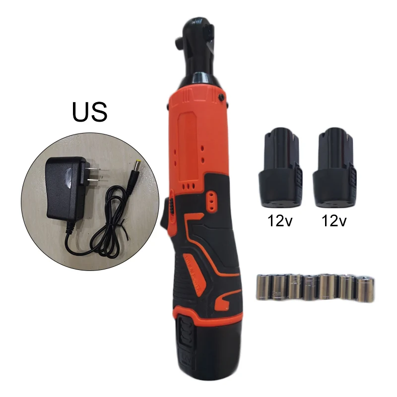 Cordless Electric Ratchet Wrench Kit Sleeves Scaffolding Torque Rechargeable Battery LED Working Light Power Repairing Tools
