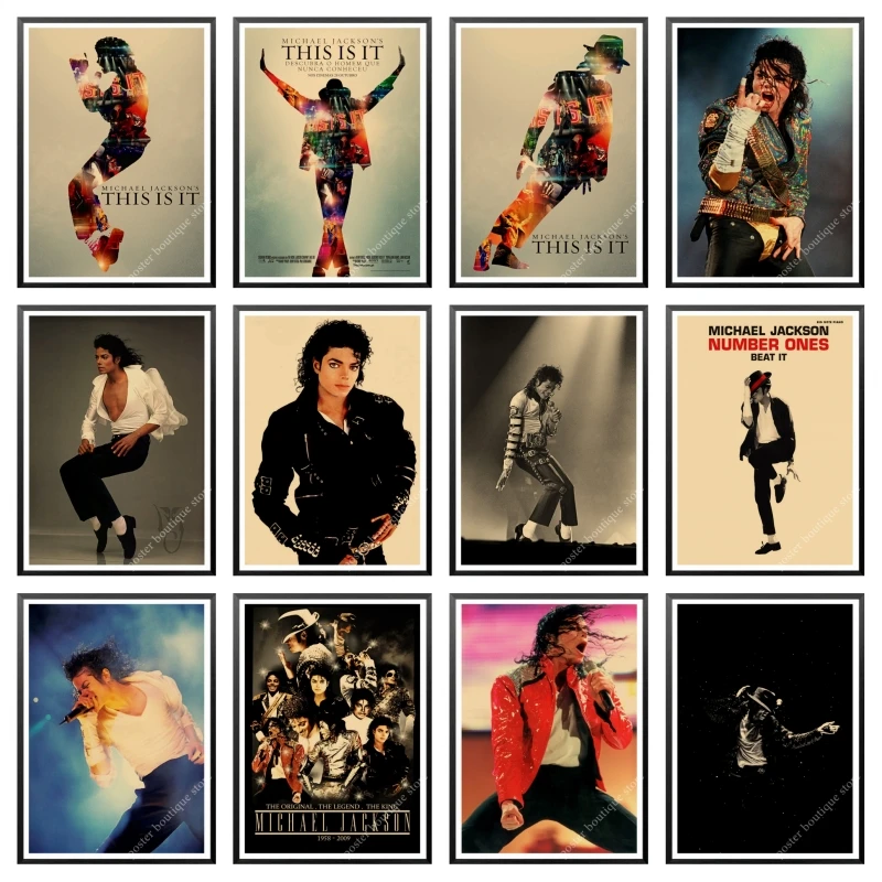 Póster de michael jackson para decoración de pared, cartel de música, decoración de música, ideas de regalo, arte de michael jackson, pegatinas para la pared de papel Kraft