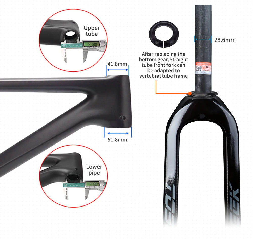 26/ 27.5 / 29er Carbon Fiber Mountain Bike Fork MTB Bicycle Rigid