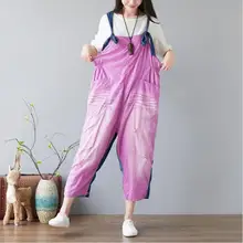 

Denim Overalls Women Hit Color Jumpsuits Baggy Suspenders Cowboy Pants Hole Ripped Jean Jumpsuits Rompers