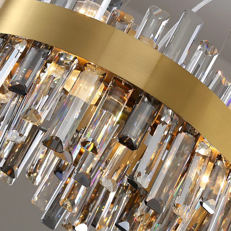 FKL Modern Round Gold Crystal Chandelier Light 6 FKL Modern Round Gold Crystal Chandelier Light 6