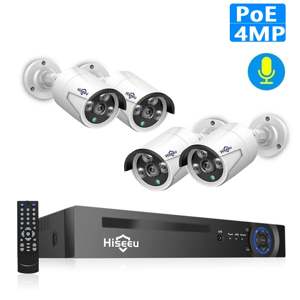 4MP POE 4MP 1080P 8CH POE NVR CCTV Sesurity Камера POE Системы открытый Водонепроницаемый комплект 48V жесткий диск на 1 ТБ ONVIF Hiseeu - Цвет: 4MP POE
