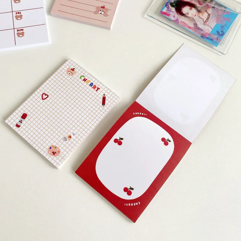 Мультфильм милый Вишневый Медведь Memo Pad в Корейском стиле Ins мини сетки Kawaii