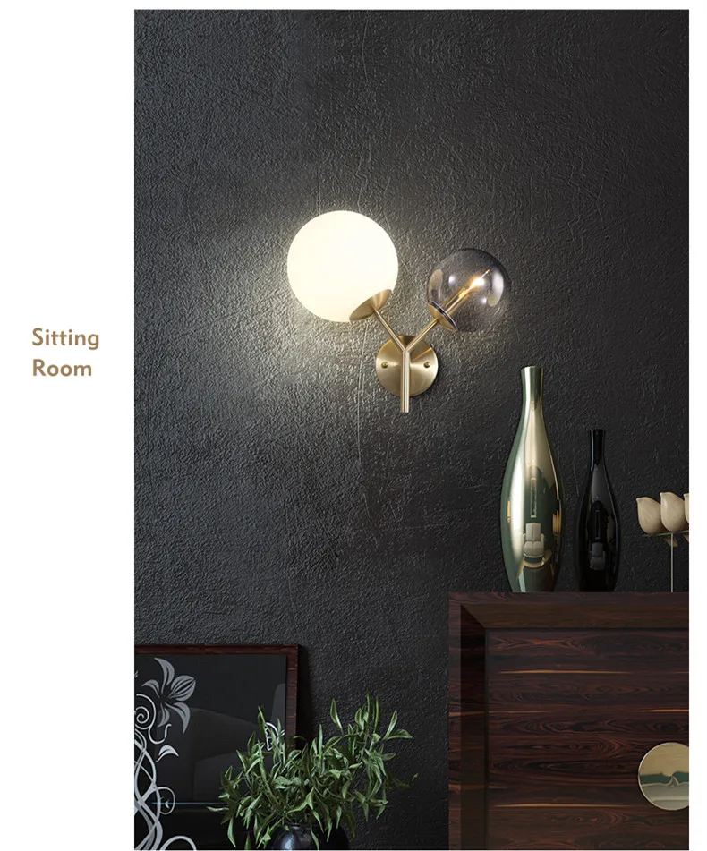 NORDIC SMOKE GLASS GLOBE WALL LIGHT-globe wall light