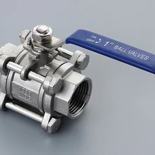 304 Stainless Steel Ball Valve 1" BSP Female Thread 3 Piece Ball Valve 6.4Mpa Max 232 Degree Available