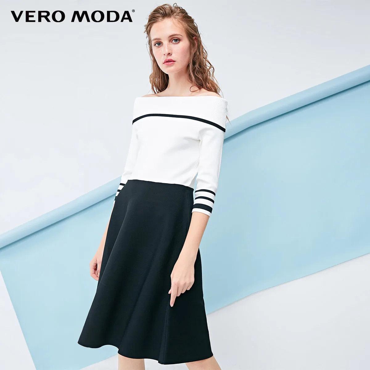 Женское платье с вырезом лодочкой и рукавами 3/4 Vero Moda | 319146515|Платья|